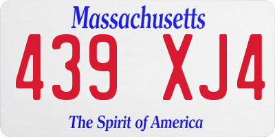 MA license plate 439XJ4