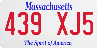 MA license plate 439XJ5