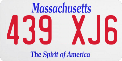 MA license plate 439XJ6