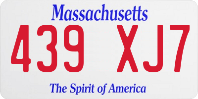 MA license plate 439XJ7