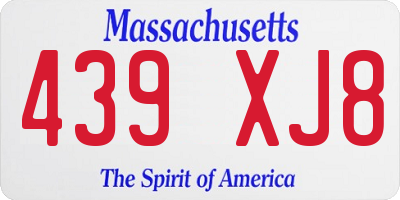 MA license plate 439XJ8