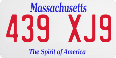 MA license plate 439XJ9