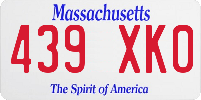 MA license plate 439XK0