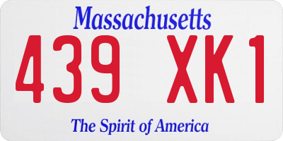 MA license plate 439XK1