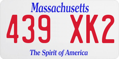 MA license plate 439XK2