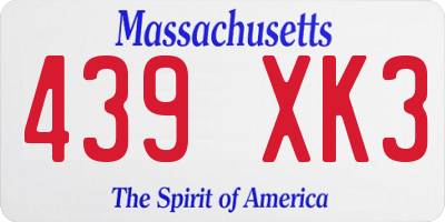 MA license plate 439XK3