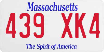 MA license plate 439XK4