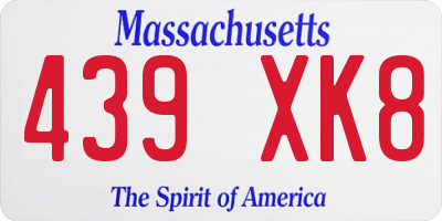 MA license plate 439XK8