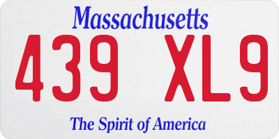 MA license plate 439XL9
