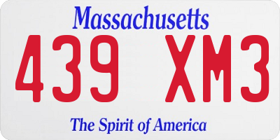 MA license plate 439XM3