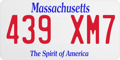 MA license plate 439XM7
