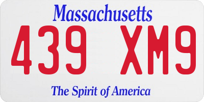 MA license plate 439XM9