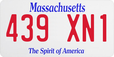 MA license plate 439XN1