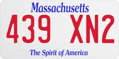 MA license plate 439XN2