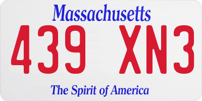 MA license plate 439XN3