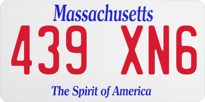 MA license plate 439XN6