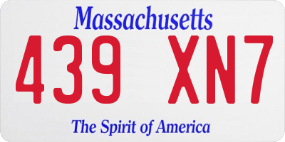 MA license plate 439XN7