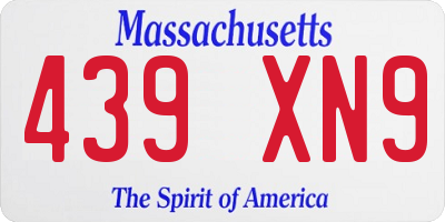 MA license plate 439XN9
