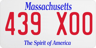 MA license plate 439XO0