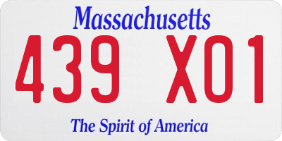 MA license plate 439XO1