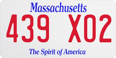MA license plate 439XO2