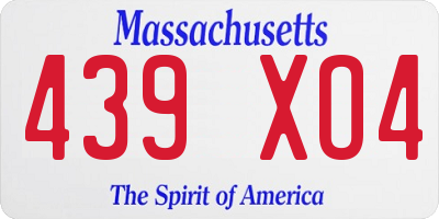 MA license plate 439XO4