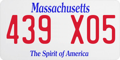 MA license plate 439XO5