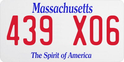 MA license plate 439XO6
