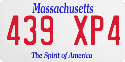 MA license plate 439XP4