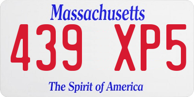 MA license plate 439XP5