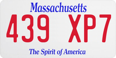 MA license plate 439XP7