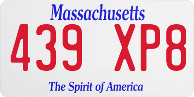 MA license plate 439XP8