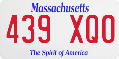 MA license plate 439XQ0