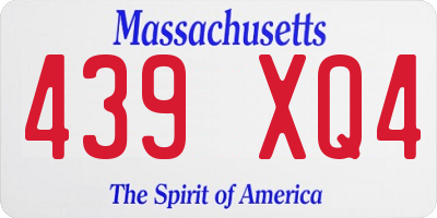 MA license plate 439XQ4
