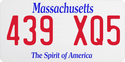 MA license plate 439XQ5