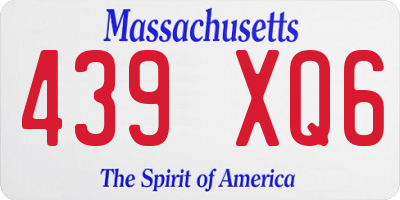 MA license plate 439XQ6