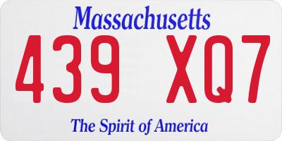 MA license plate 439XQ7
