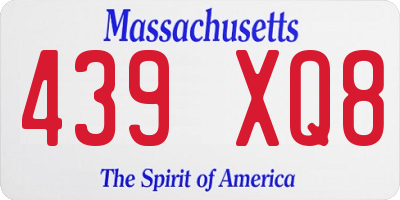 MA license plate 439XQ8