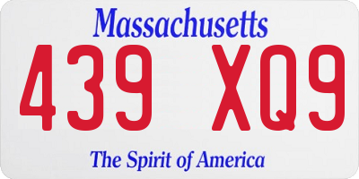 MA license plate 439XQ9