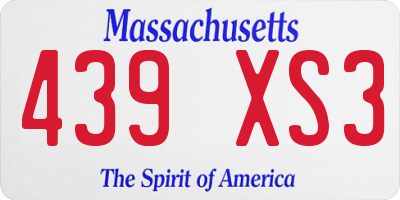 MA license plate 439XS3