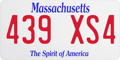 MA license plate 439XS4