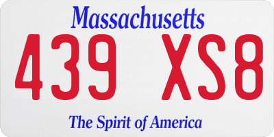 MA license plate 439XS8
