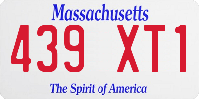 MA license plate 439XT1