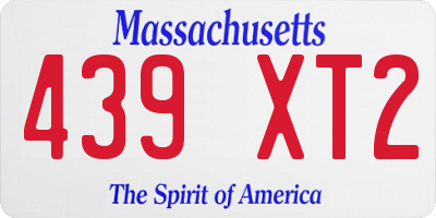 MA license plate 439XT2