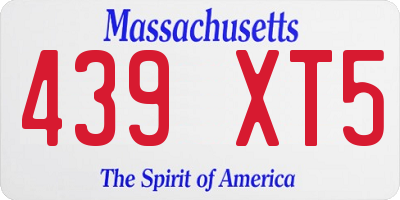 MA license plate 439XT5