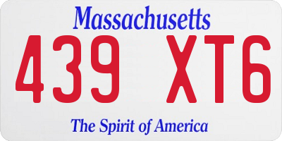 MA license plate 439XT6