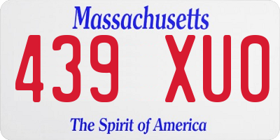 MA license plate 439XU0