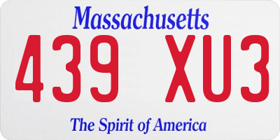 MA license plate 439XU3