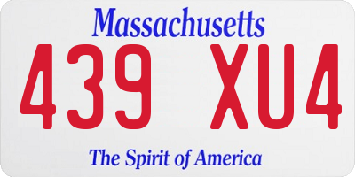 MA license plate 439XU4