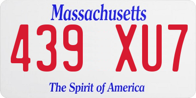 MA license plate 439XU7